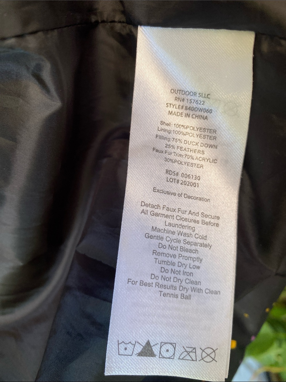Eddie Bauer Black Down Puffer Coat with Faux Fur Hood and Multicolor Speckle - Picture 4 of 6